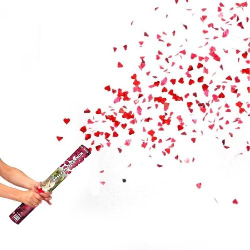 Cañon Confeti forma Petalos de Rosa 40 cm - Recíbelo en 24 horas