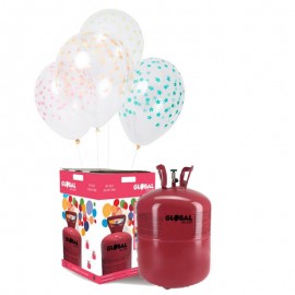 Bombona de helio con 50 globos y cinta - Partywinkel