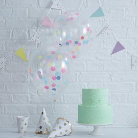 5 globos transparentes con confetti de estrella rosa, azul y dorados (30  cm) para fiestas y cumpleaños