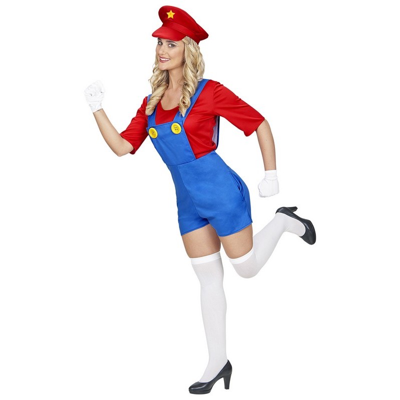 Super Mario Bros Fontanero Mario Cosplay Disfraces Disfraces Disfraz Fiesta  de Halloween Juego de rol Traje de rendimiento para mujeres adultos