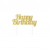 DECORACION PASTEL HAPPY BIRTHDAY ORO GLITTER