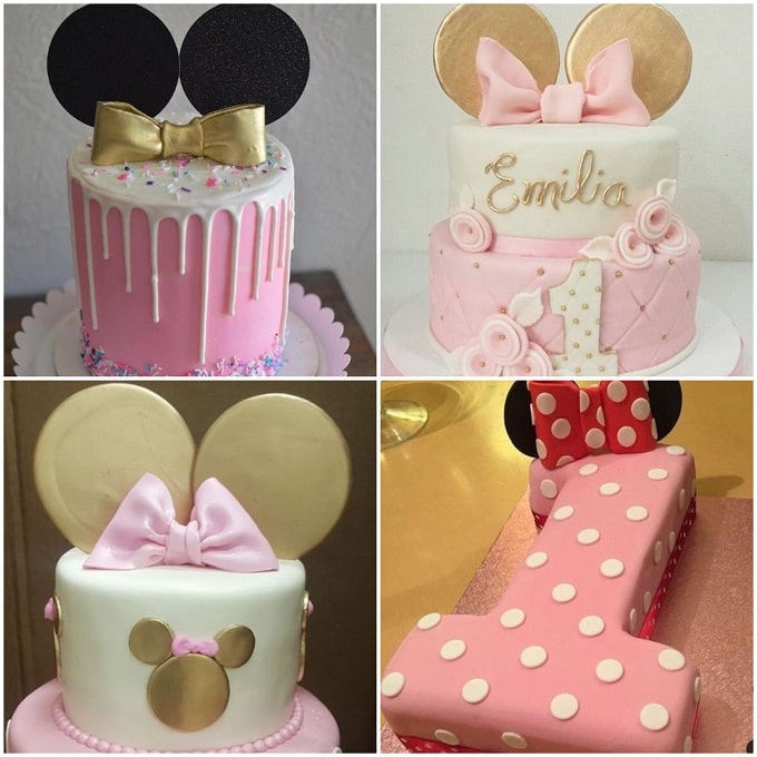 MINNIE Mouse - 1er cumpleaños para bebé: imagen comestible personalizada  para fiesta de cumpleaños, decoración de tartas de primera calidad