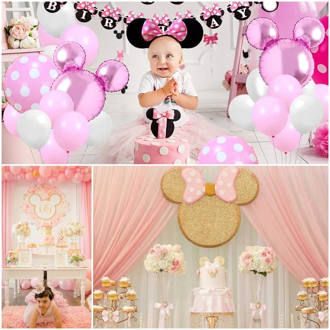 Ideas para Cumpleaños de 1 Año de Minnie Bebé - Como Decorar y