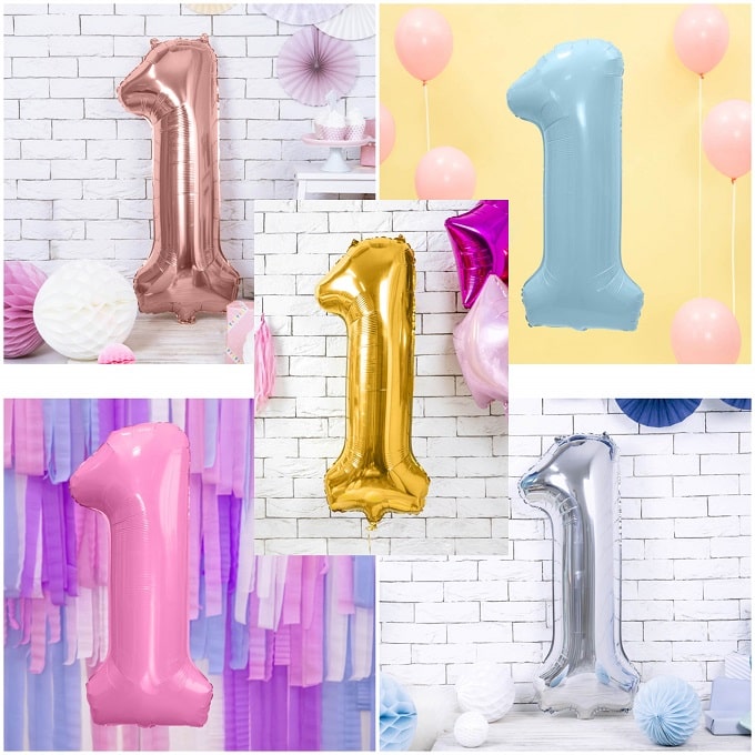 Decoraciones de primer cumpleaños, globos número 1, un globo, cumpleaños de  un año, decoraciones de primer cumpleaños para niña, decoraciones de