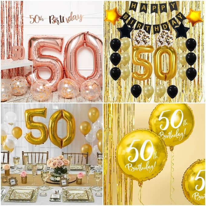 Bouquet 50 años  Fiesta de cumpleaños de los 50, Decoración de fiesta,  Globos