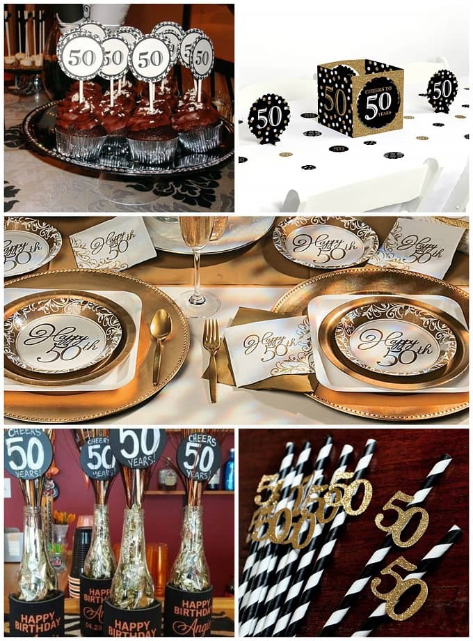 Centros de mesa del 50 cumpleaños 50 centros de mesa fiesta de cumpleaños  50 decoración del 50 cumpleaños oro decoraciones de la fiesta del 50
